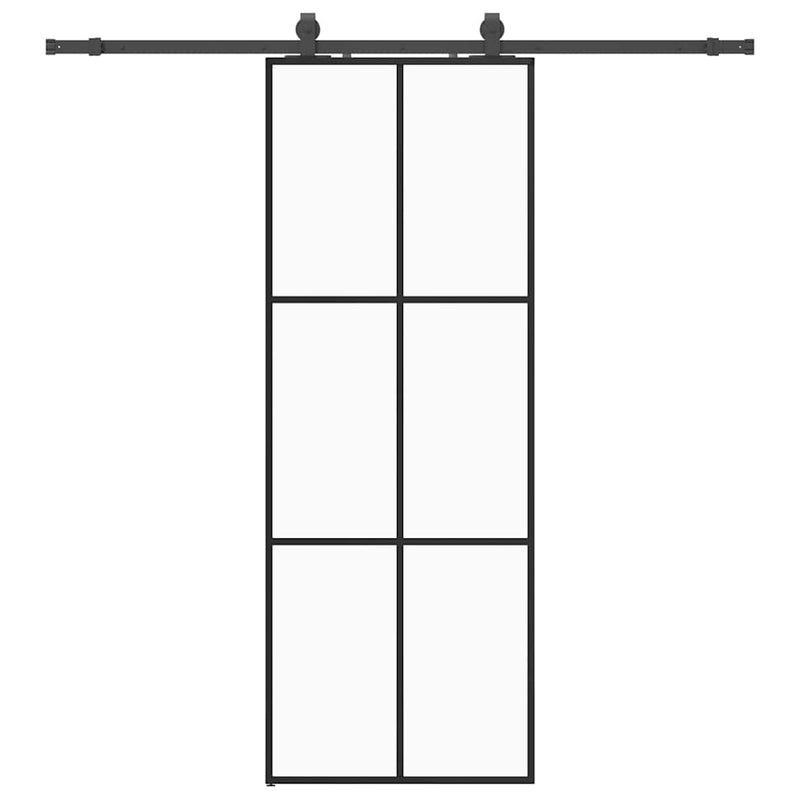 Afbeelding laden in galerijviewer, Vidaxl schuifdeur met beslagset 76x205 cm esg glas zwart
