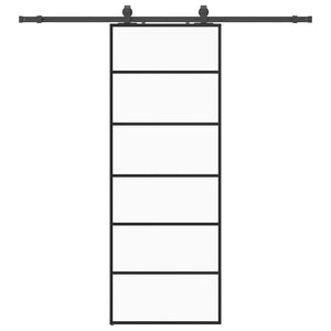Vidaxl schuifdeur met beslagset 76x205 cm esg glas zwart