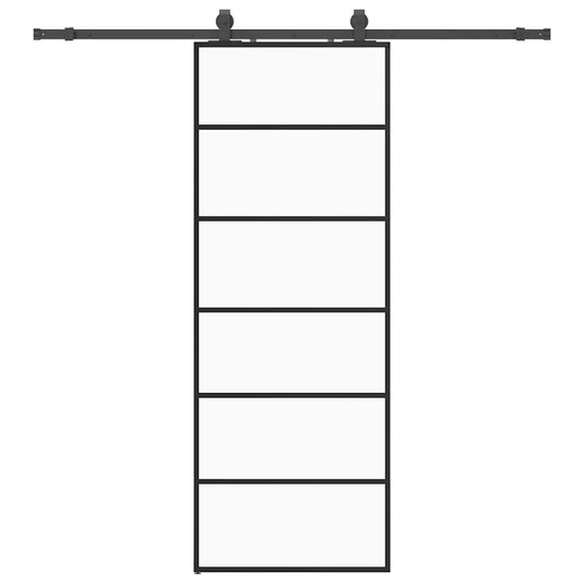 Vidaxl schuifdeur met beslagset 76x205 cm esg glas zwart