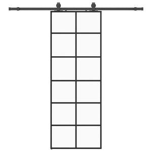 Vidaxl schuifdeur met beslagset 76x205 cm esg glas zwart
