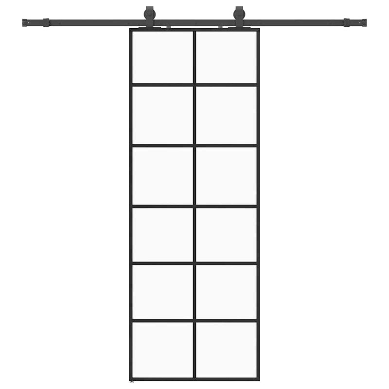 Afbeelding laden in galerijviewer, Vidaxl schuifdeur met beslagset 76x205 cm esg glas zwart
