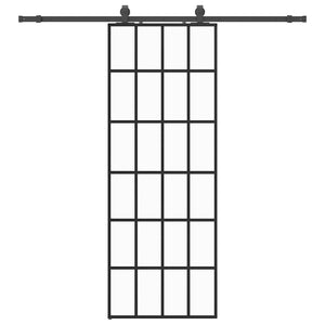 Vidaxl schuifdeur met beslagset 76x205 cm esg glas zwart