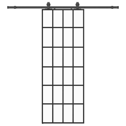 Vidaxl schuifdeur met beslagset 76x205 cm esg glas zwart