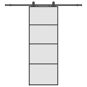 Vidaxl schuifdeur met beslagset 76x205 cm esg glas zwart