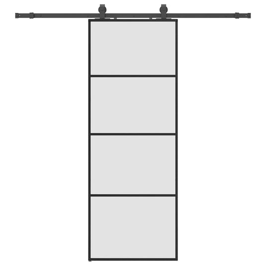 Vidaxl schuifdeur met beslagset 76x205 cm esg glas zwart