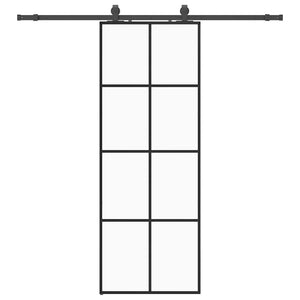 Vidaxl schuifdeur met beslagset 76x205 cm esg glas zwart