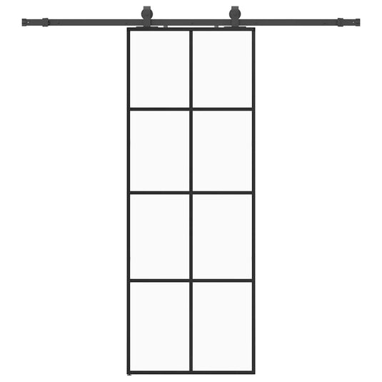 Vidaxl schuifdeur met beslagset 76x205 cm esg glas zwart
