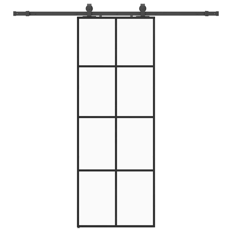 Afbeelding laden in galerijviewer, Vidaxl schuifdeur met beslagset 76x205 cm esg glas zwart
