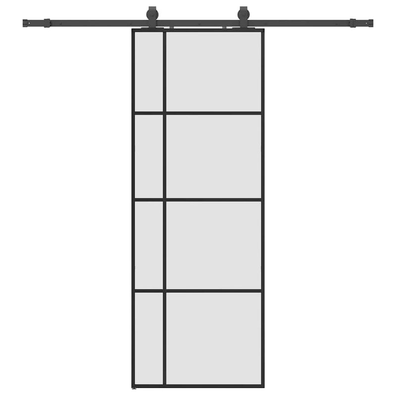 Afbeelding laden in galerijviewer, Vidaxl schuifdeur met beslagset 76x205 cm esg glas zwart
