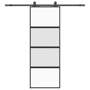 Vidaxl schuifdeur met beslagset 76x205 cm gehard glas zwart