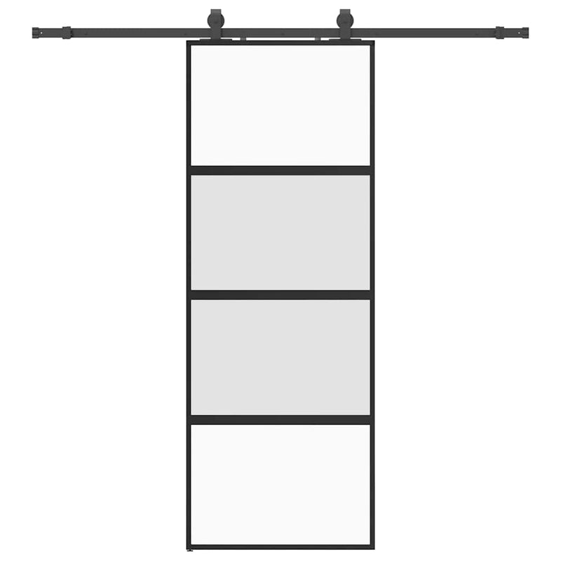 Afbeelding laden in galerijviewer, Vidaxl schuifdeur met beslagset 76x205 cm gehard glas zwart
