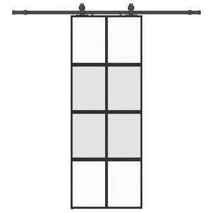 Vidaxl schuifdeur met beslagset 76x205 cm gehard glas zwart