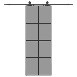 Vidaxl schuifdeur met beslagset 76x205 cm gehard glas zwart
