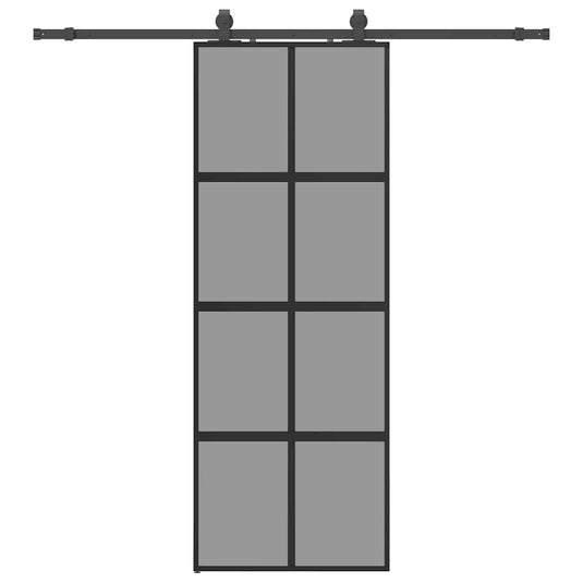 Vidaxl schuifdeur met beslagset 76x205 cm gehard glas zwart