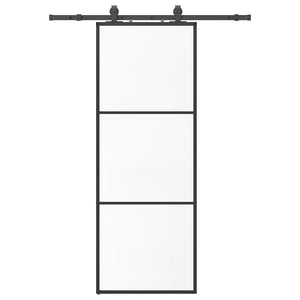 Vidaxl schuifdeur met beslagset 76x205 cm esg glas zwart