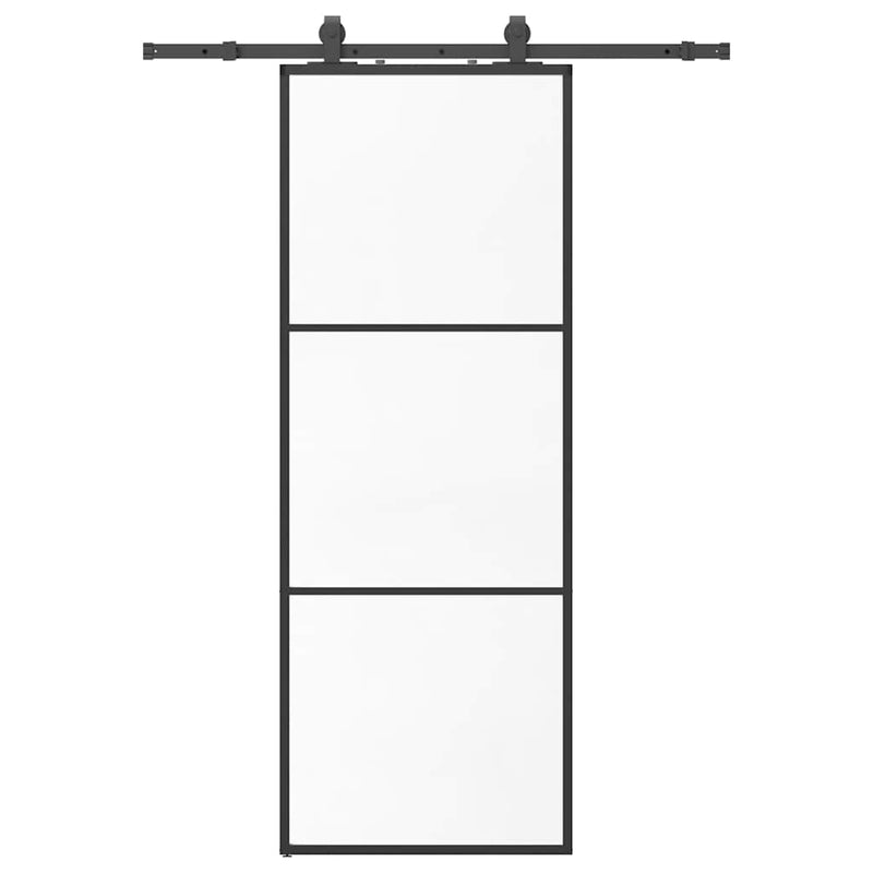 Afbeelding laden in galerijviewer, Vidaxl schuifdeur met beslagset 76x205 cm esg glas zwart
