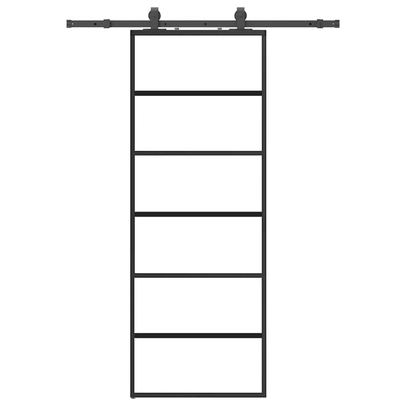 Afbeelding laden in galerijviewer, Vidaxl schuifdeur met beslagset 76x205 cm esg glas zwart
