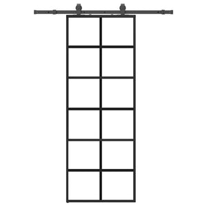 Vidaxl schuifdeur met beslagset 76x205 cm esg glas zwart