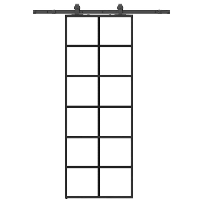 Afbeelding laden in galerijviewer, Vidaxl schuifdeur met beslagset 76x205 cm esg glas zwart
