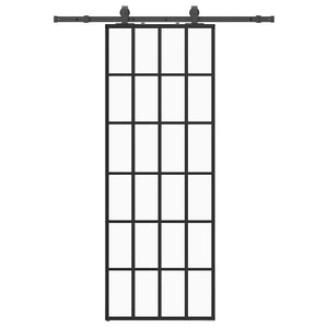 Vidaxl schuifdeur met beslagset 76x205 cm esg glas zwart