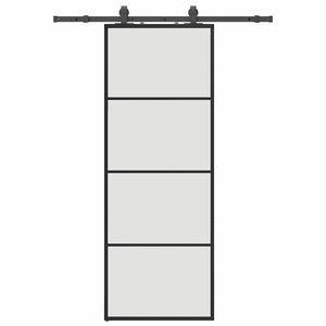 Vidaxl schuifdeur met beslagset 76x205 cm esg glas zwart