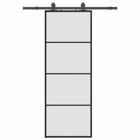 Vidaxl schuifdeur met beslagset 76x205 cm esg glas zwart