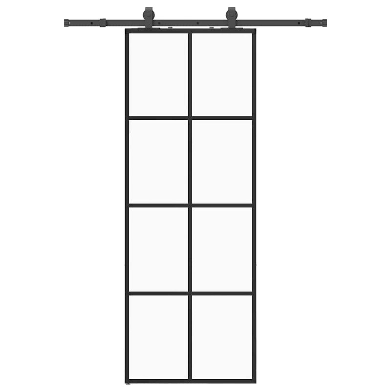 Afbeelding laden in galerijviewer, Vidaxl schuifdeur met beslagset 76x205 cm esg glas zwart
