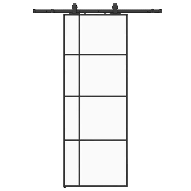 Afbeelding laden in galerijviewer, Vidaxl schuifdeur met beslagset 76x205 cm esg glas zwart
