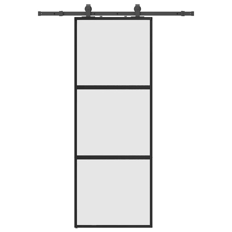 Afbeelding laden in galerijviewer, Vidaxl schuifdeur met beslagset 76x205 cm gehard glas zwart

