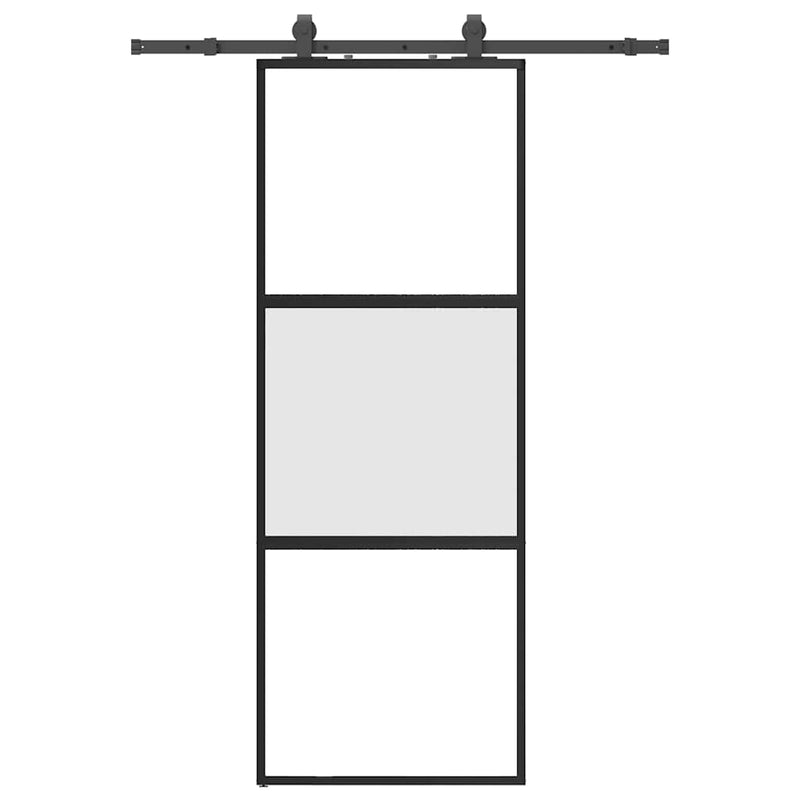 Afbeelding laden in galerijviewer, Vidaxl schuifdeur met beslagset 76x205 cm gehard glas zwart
