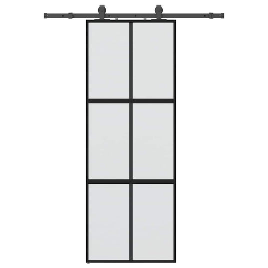 Vidaxl schuifdeur met beslagset 76x205 cm gehard glas zwart