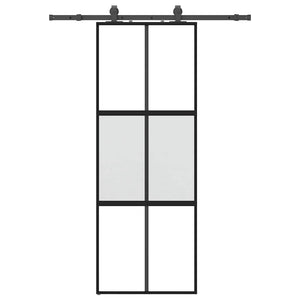 Vidaxl schuifdeur met beslagset 76x205 cm gehard glas zwart