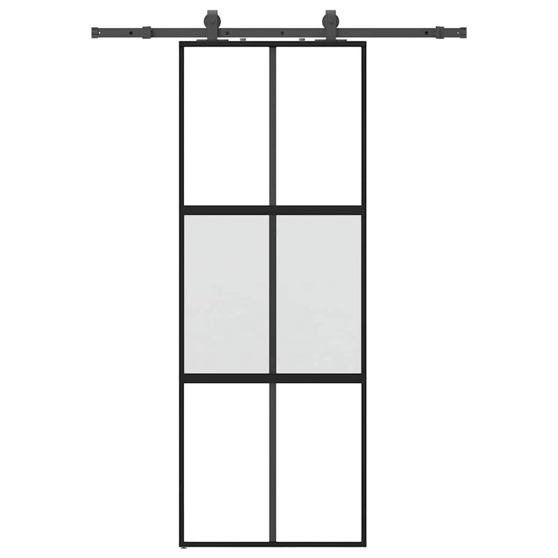 Afbeelding laden in galerijviewer, Vidaxl schuifdeur met beslagset 76x205 cm gehard glas zwart
