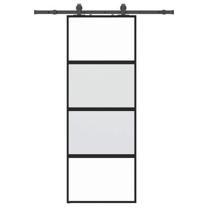 Vidaxl schuifdeur met beslagset 76x205 cm gehard glas zwart