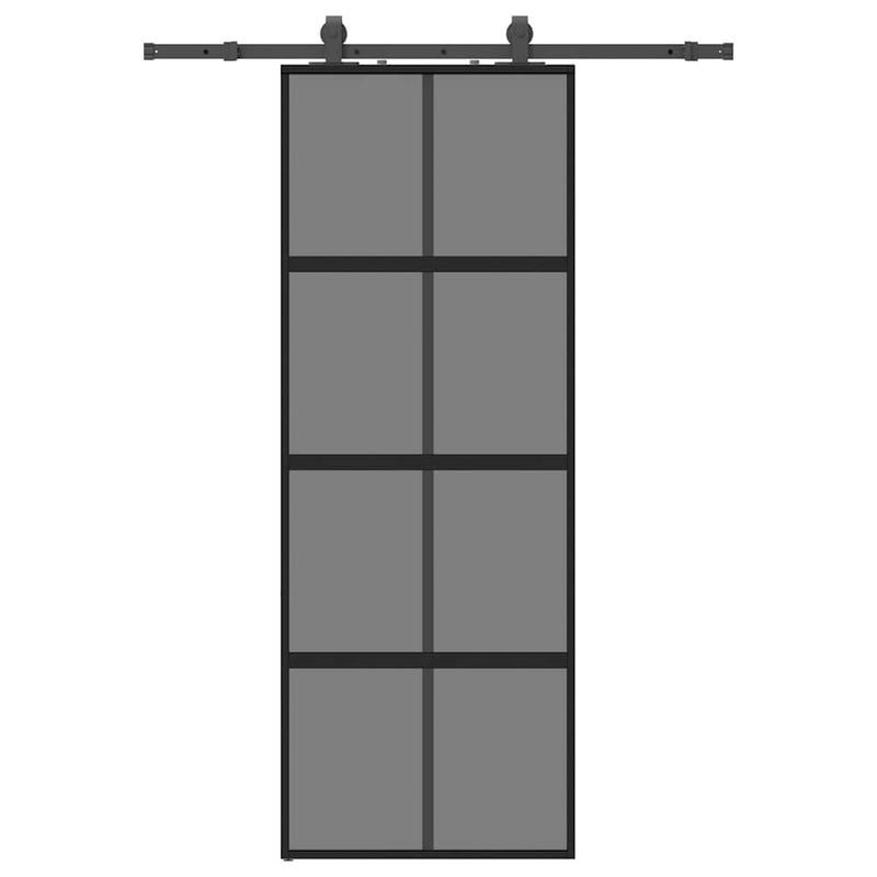 Afbeelding laden in galerijviewer, Vidaxl schuifdeur met beslagset 76x205 cm gehard glas zwart
