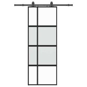 Vidaxl schuifdeur met beslagset 76x205 cm gehard glas zwart