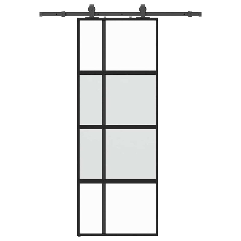 Afbeelding laden in galerijviewer, Vidaxl schuifdeur met beslagset 76x205 cm gehard glas zwart
