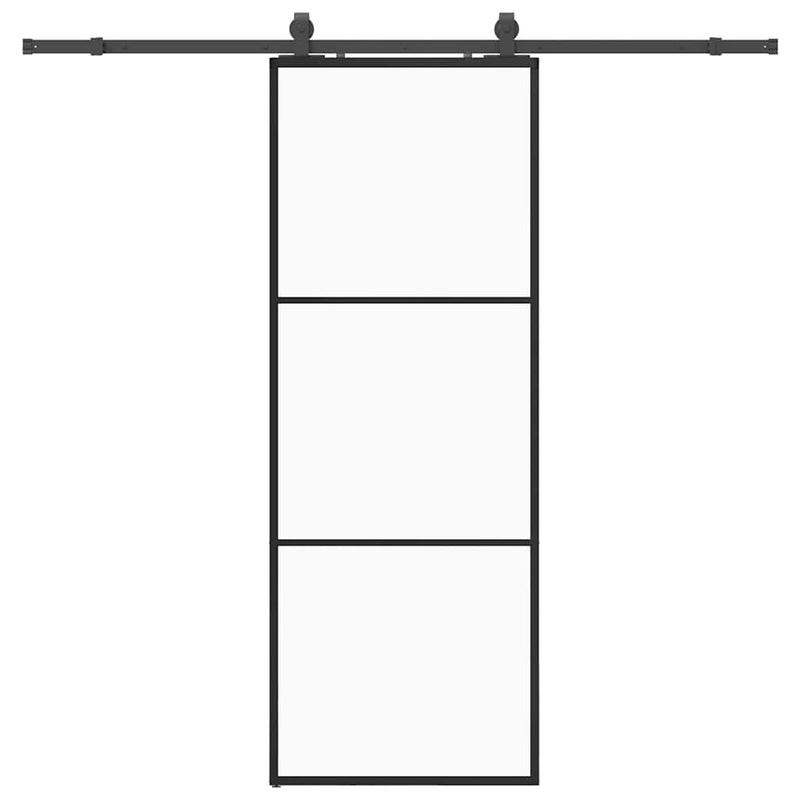 Afbeelding laden in galerijviewer, Vidaxl schuifdeur met beslagset 76x205 cm esg glas zwart
