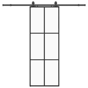 Vidaxl schuifdeur met beslagset 76x205 cm esg glas zwart