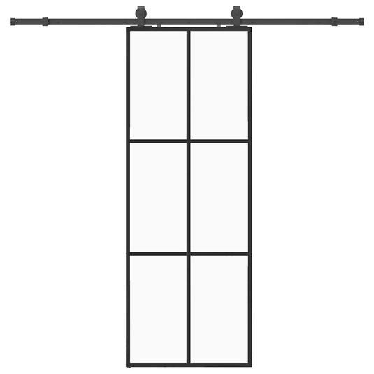Vidaxl schuifdeur met beslagset 76x205 cm esg glas zwart