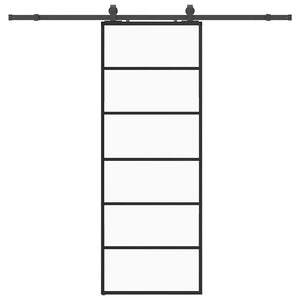 Vidaxl schuifdeur met beslagset 76x205 cm esg glas zwart