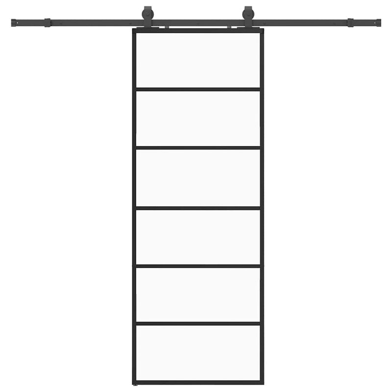 Afbeelding laden in galerijviewer, Vidaxl schuifdeur met beslagset 76x205 cm esg glas zwart
