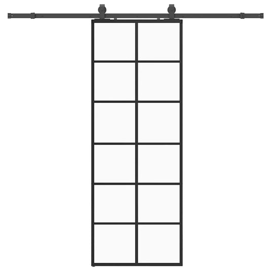Vidaxl schuifdeur met beslagset 76x205 cm esg glas zwart