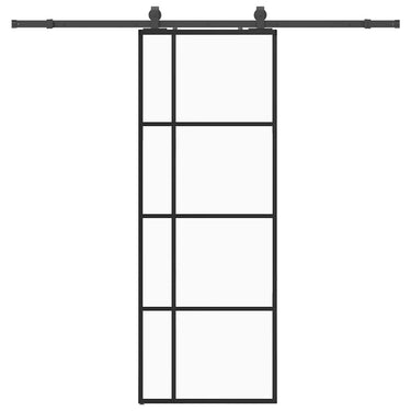 Vidaxl schuifdeur met beslagset 76x205 cm esg glas zwart
