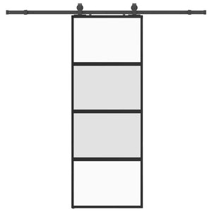 Vidaxl schuifdeur met beslagset 76x205 cm gehard glas zwart