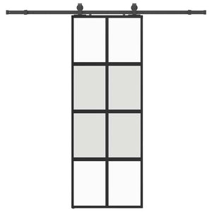 Vidaxl schuifdeur met beslagset 76x205 cm gehard glas zwart