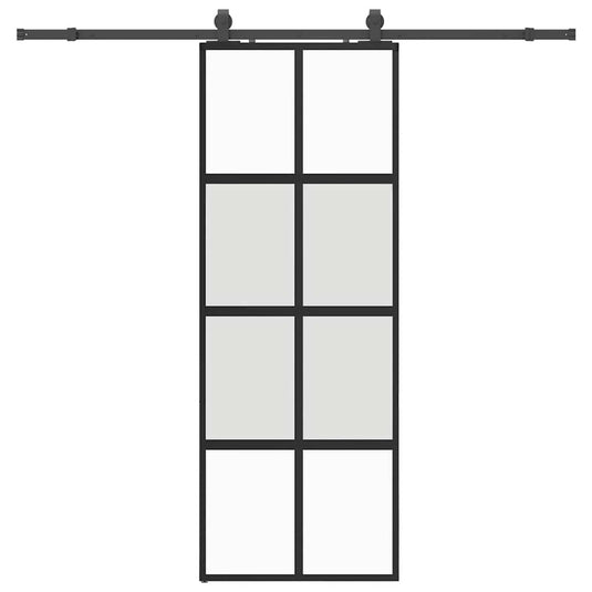 Vidaxl schuifdeur met beslagset 76x205 cm gehard glas zwart