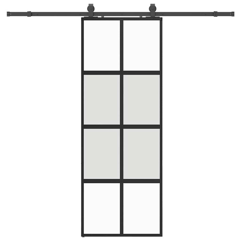 Afbeelding laden in galerijviewer, Vidaxl schuifdeur met beslagset 76x205 cm gehard glas zwart
