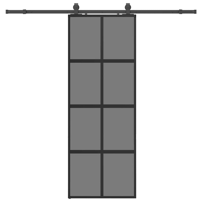 Afbeelding laden in galerijviewer, Vidaxl schuifdeur met beslagset 76x205 cm gehard glas zwart
