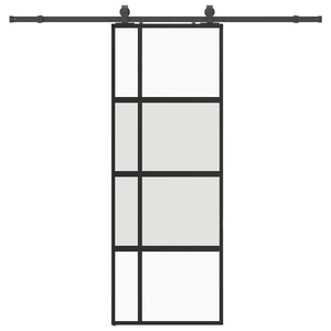 Vidaxl schuifdeur met beslagset 76x205 cm gehard glas zwart